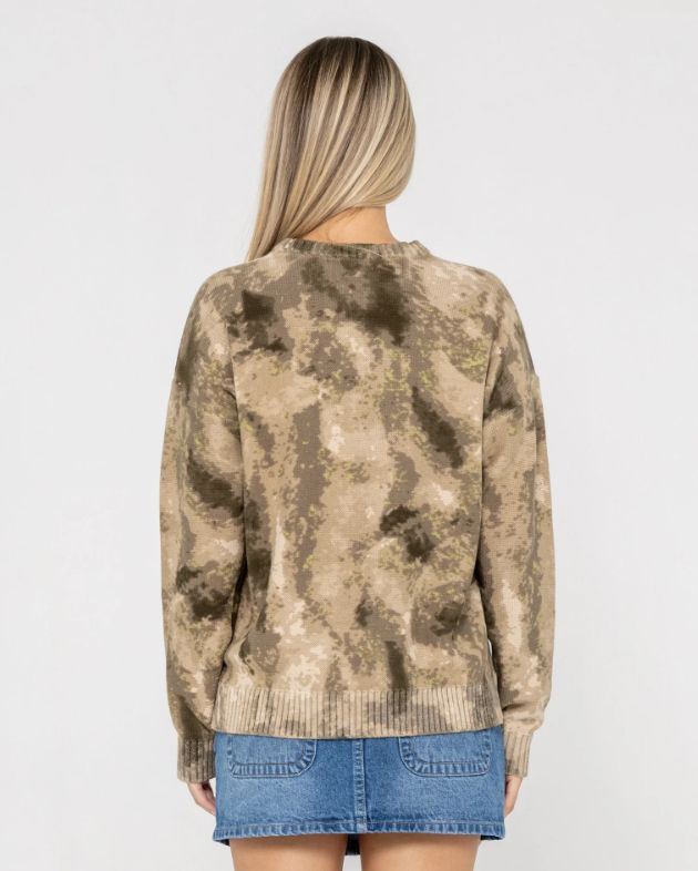 RUSTY WOMENS CAMOOZY KNITTED CREW - CAMO