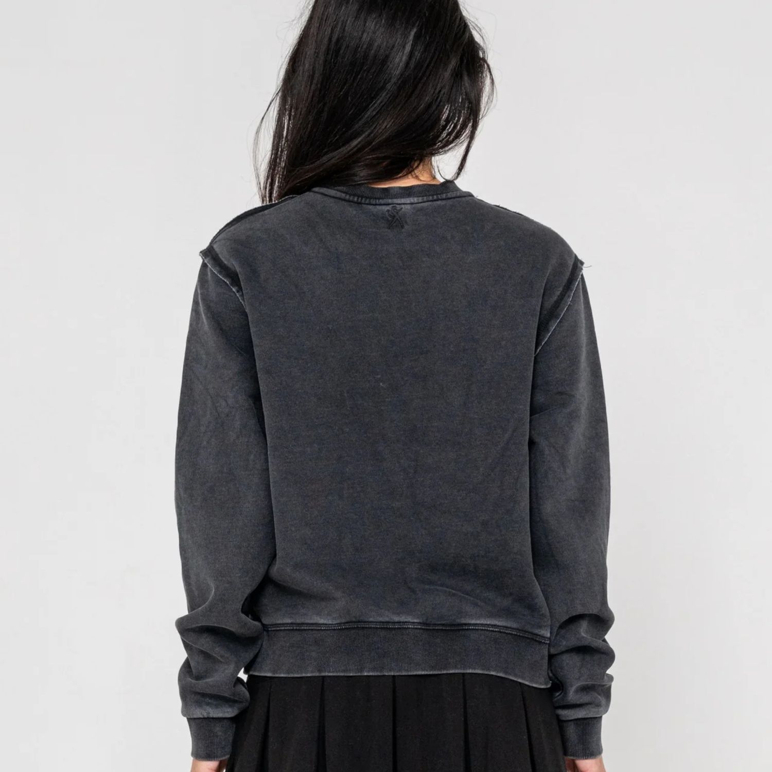 RUSTY WOMENS ROXANNE OVERSIZED CREW NECK FLEECE - WASHED BLACK