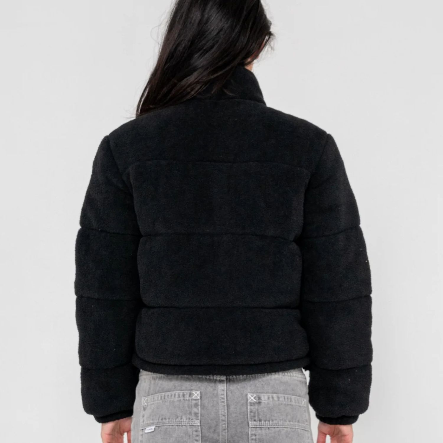 RUSTY WOMENS ON AND ON POLAR FLEECE PUFFER JACKET - BLACK