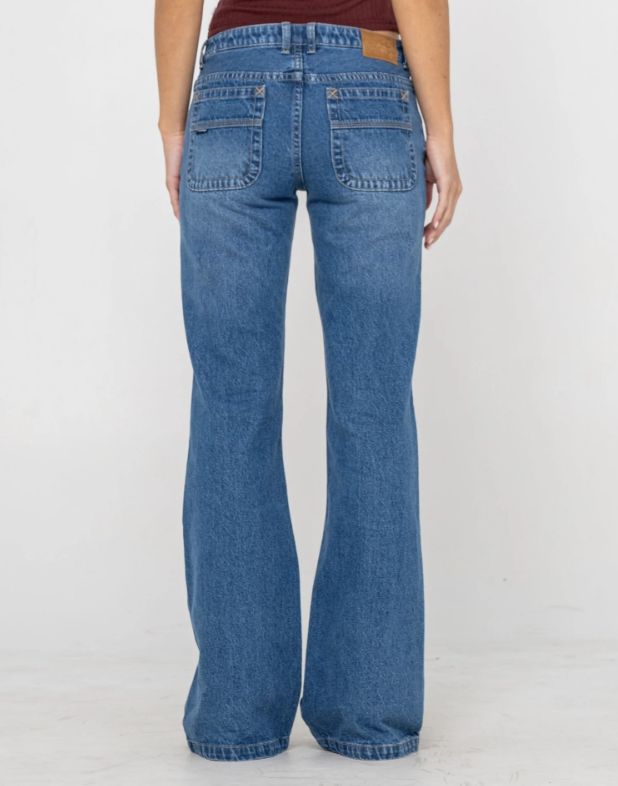 RUSTY WOMENS FREIDA FLARE LOW RISE JEANS - BLASTED MIDDY BLUE
