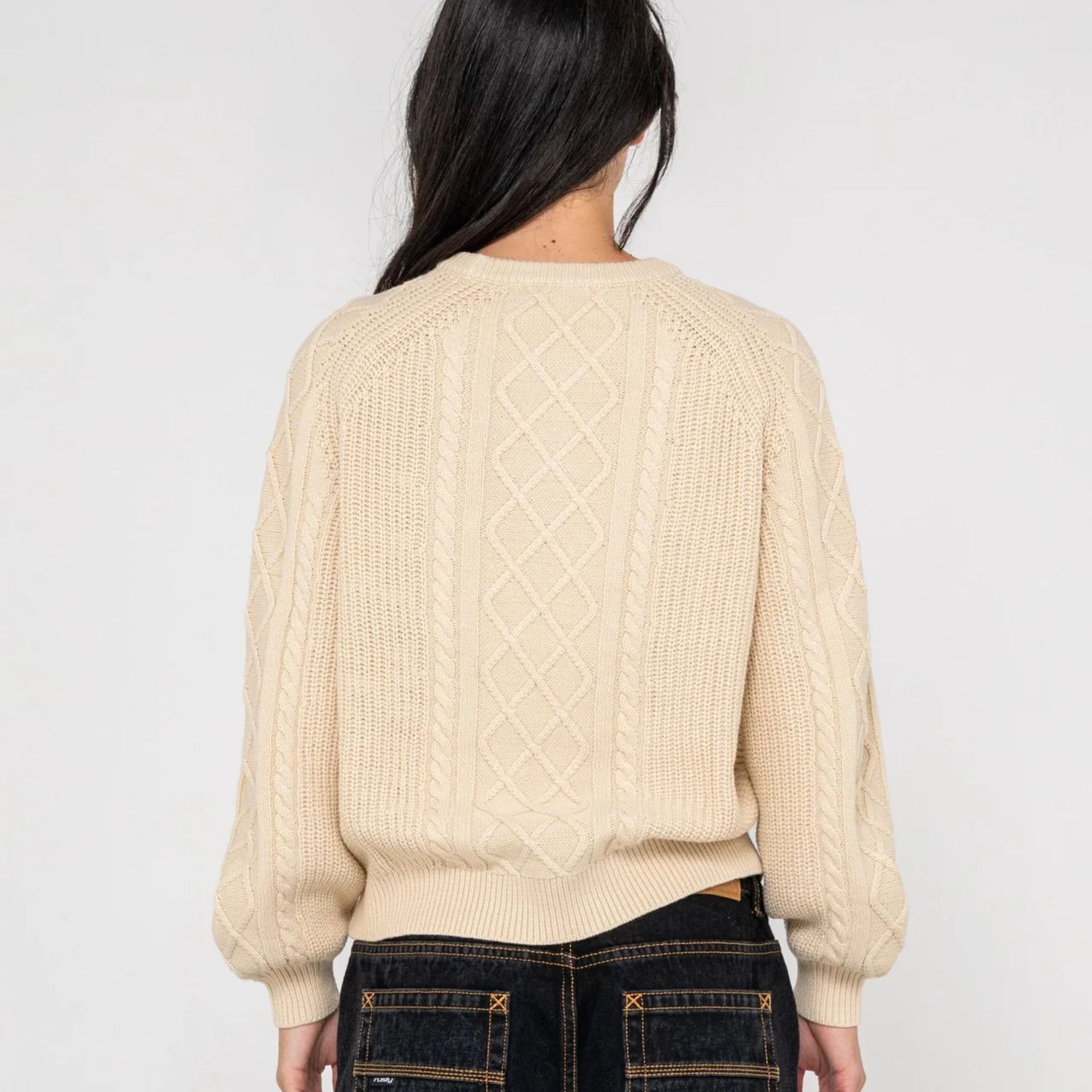 RUSTY WOMENS TWO TALES KNITTED CREW - OATMEAL