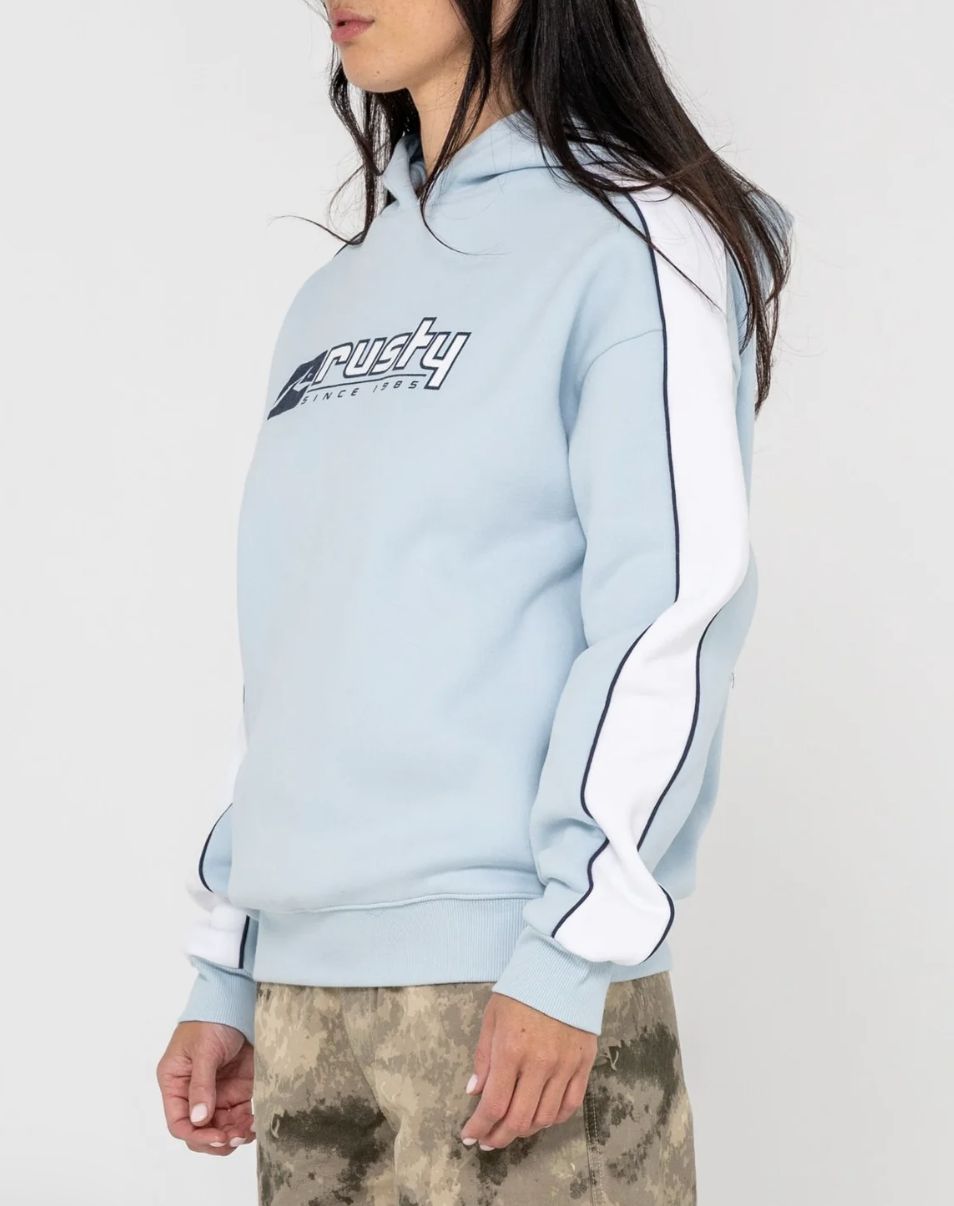 RUSTY WOMENS HAILSTONE OVERSIZED HOODED FLEECE - RETRO BLUE