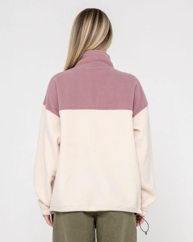 RUSTY WOMENS CENTRAL DIVISION CREW POLAR FLEECE - PINK A BOO