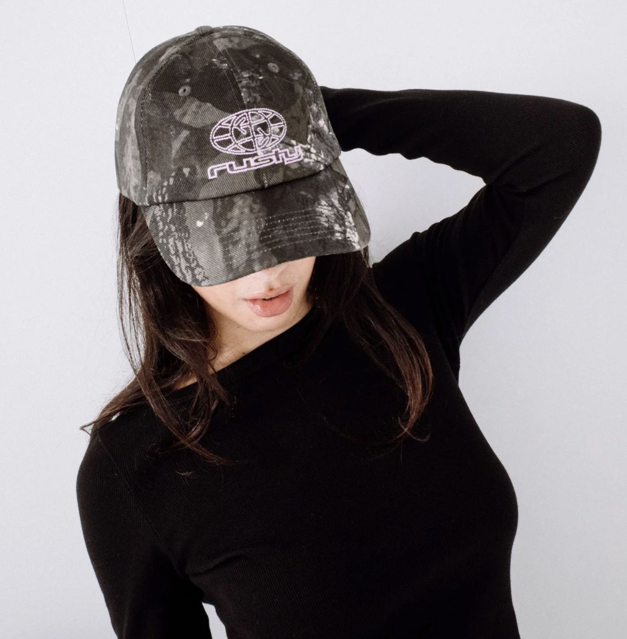 RUSTY WOMENS RAMBO CAMO DAD CAP - GREY CAMO