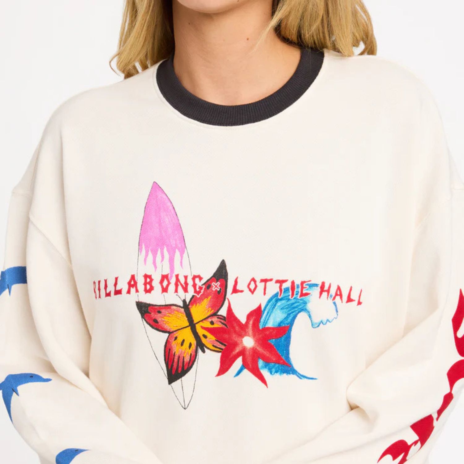 BILLABONG WOMENS LOTTIE HALL CREW- SALT CRYSTAL