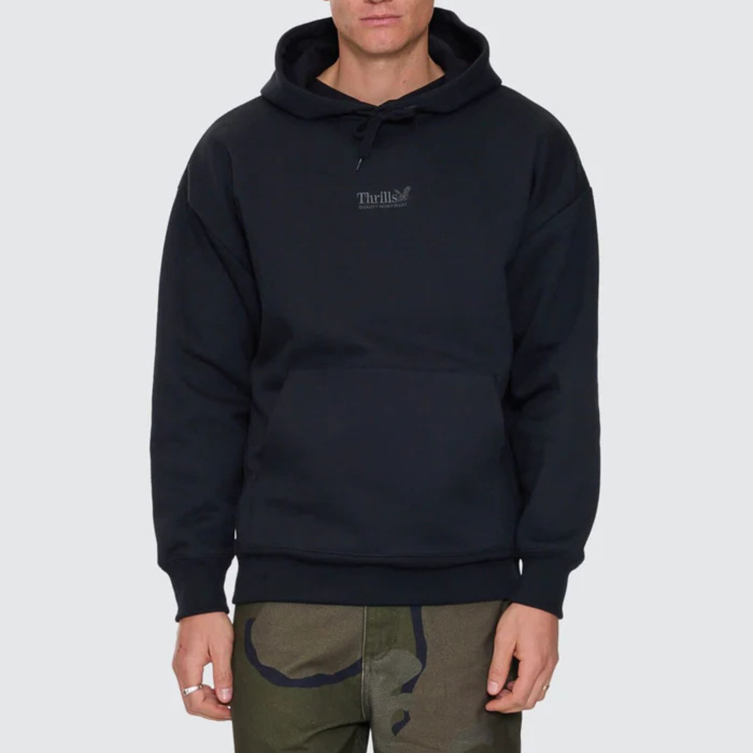 THRILLS MENS THRILLS UNION SLOUCH PULL ON HOOD - PIRATE BLACK