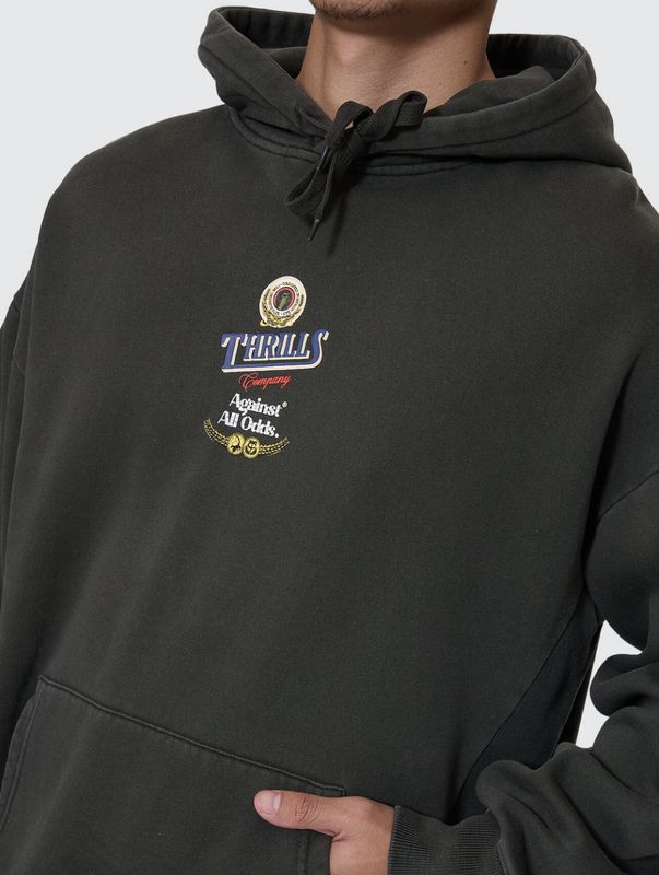 THRILLS MENS AGAINST ALL ODDS SLOUCH PULL ON HOOD - OIL GREEN