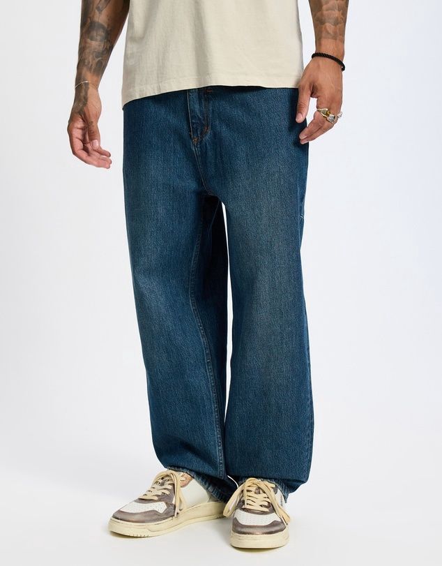 THRILLS MENS SLACKER RELAXED DENIM JEAN - TEAL BLUE