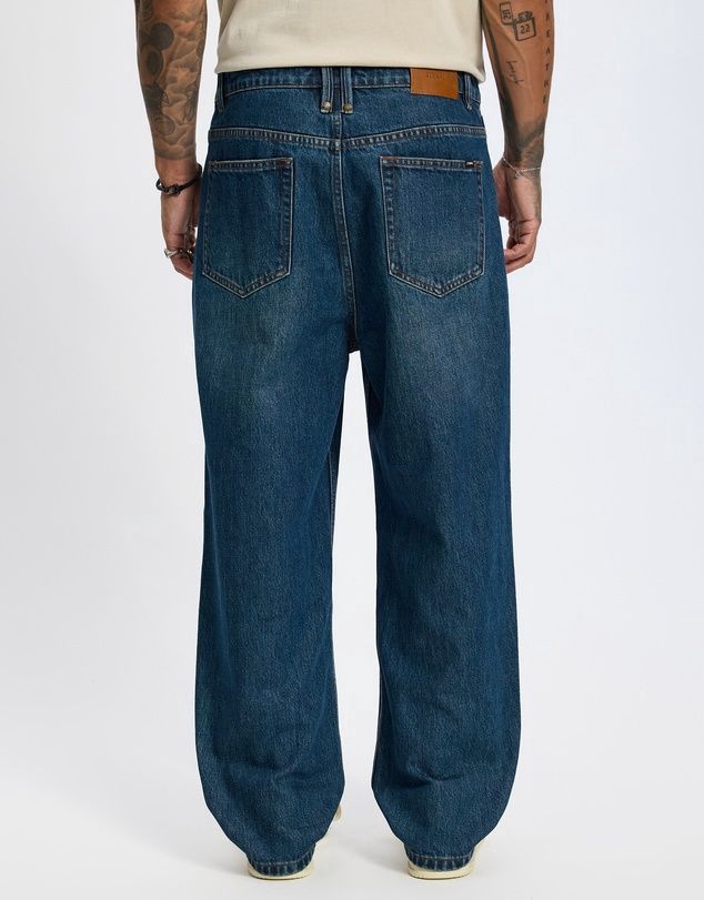 THRILLS MENS SLACKER RELAXED DENIM JEAN - TEAL BLUE