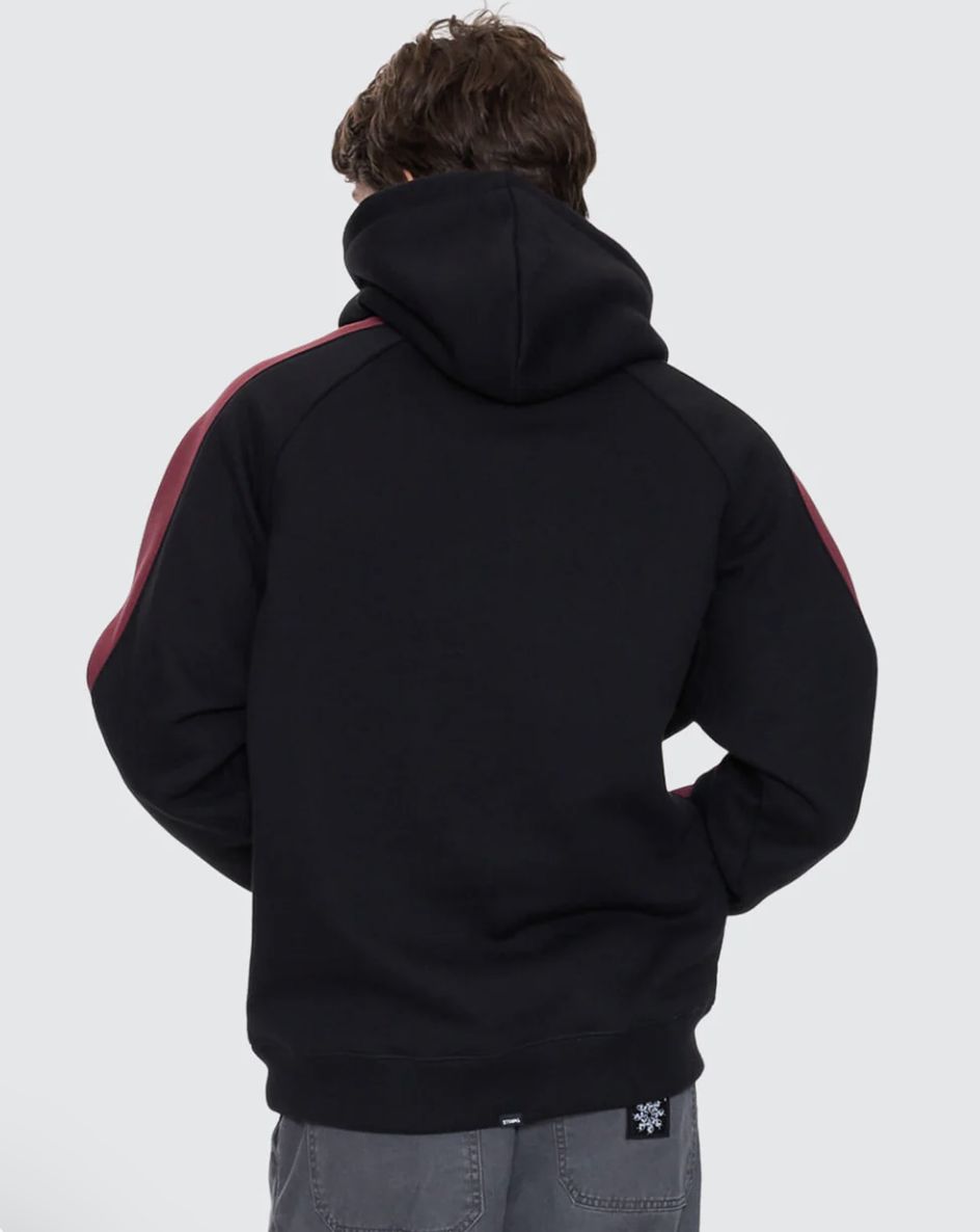 THRILLS MENS SPECTRAL RAGLAN PANEL CROPPED HOOD - BLACK