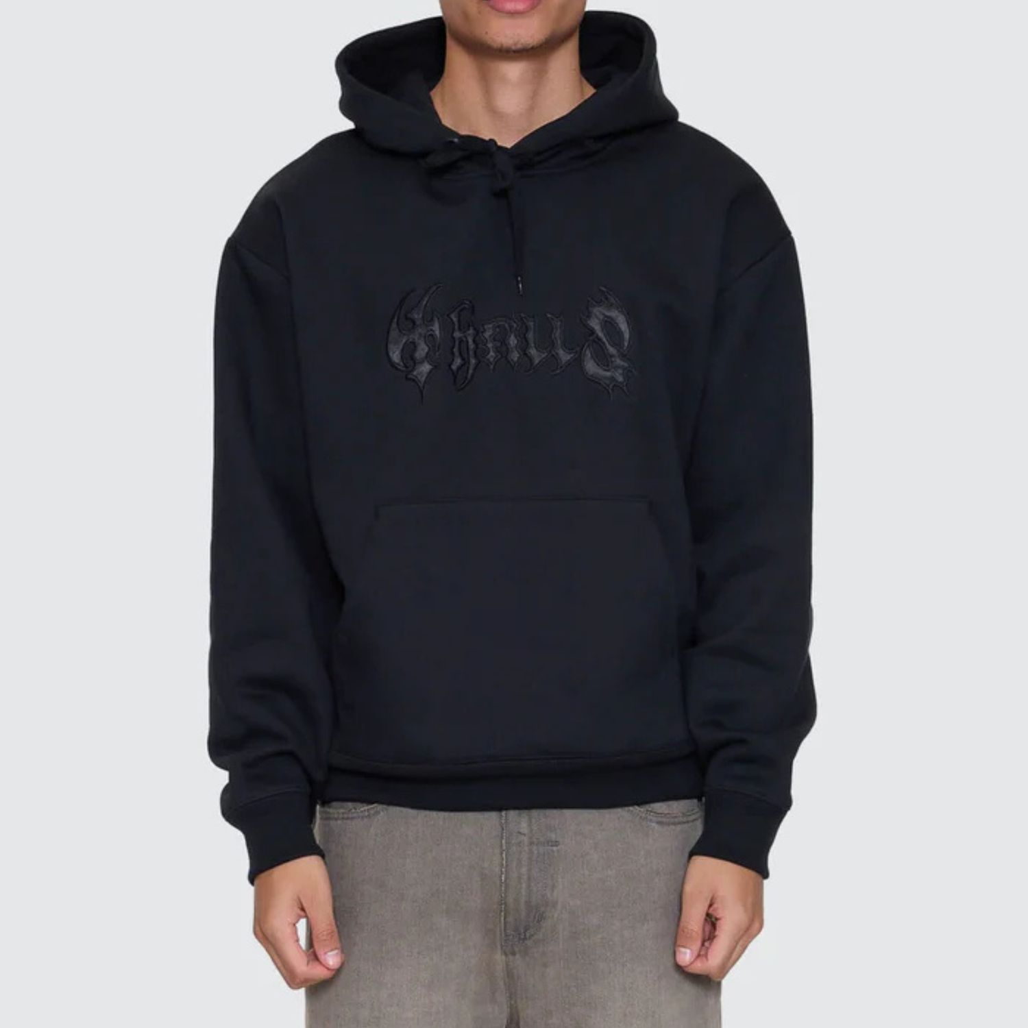 THRILLS MENS NIGHT PETAL SLOUCH PULL ON CROPPED HOOD - WASHED BLACK