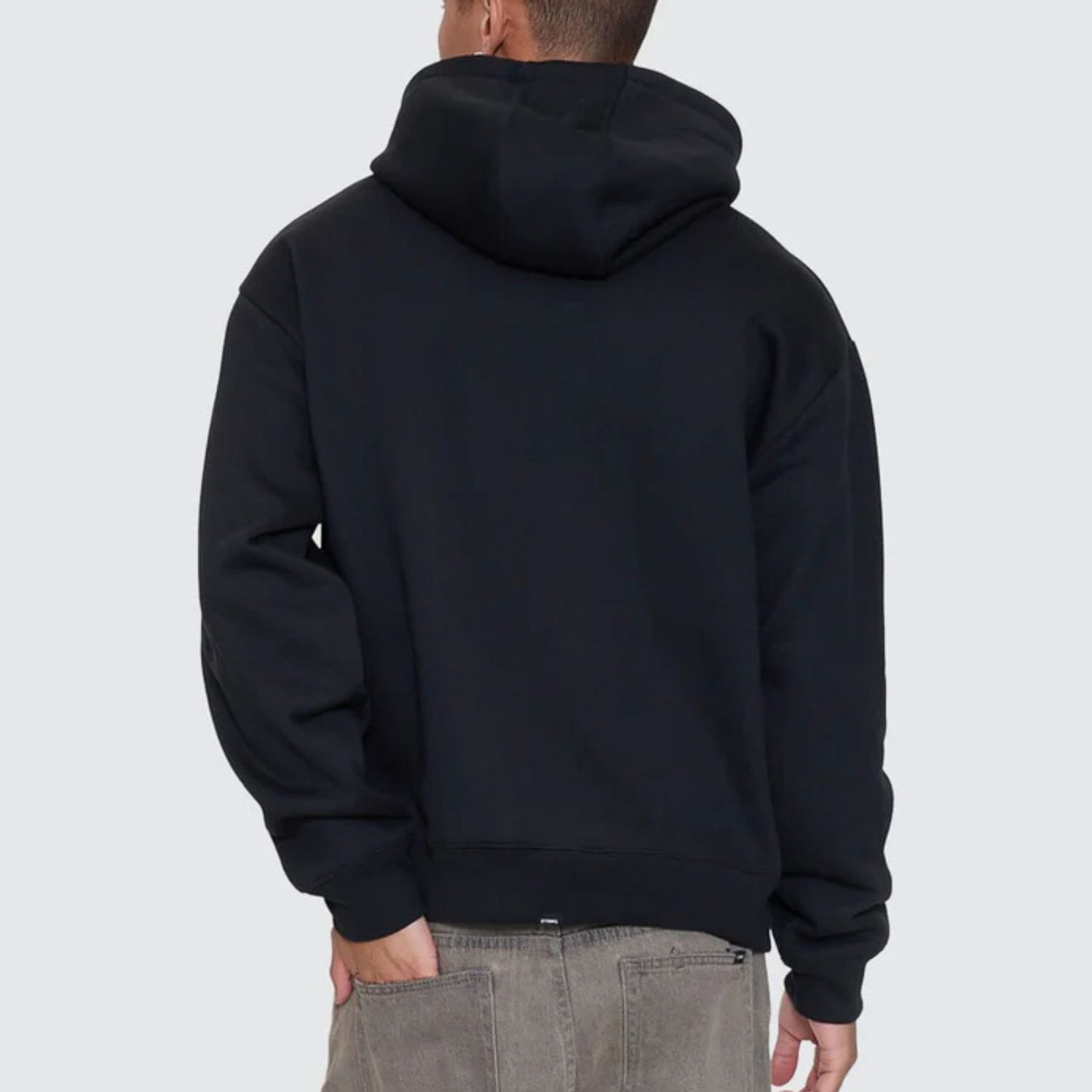 THRILLS MENS NIGHT PETAL SLOUCH PULL ON CROPPED HOOD - WASHED BLACK
