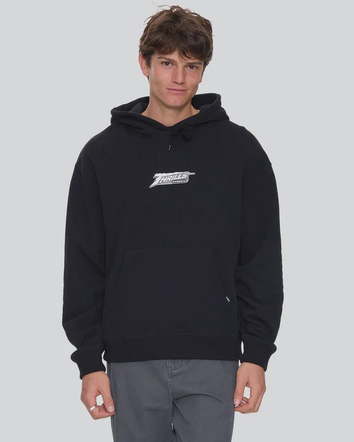 THRILLS MENS HEAVY VOLTAGE SLOUCH PULL ON CROPPED HOOD - BLACK