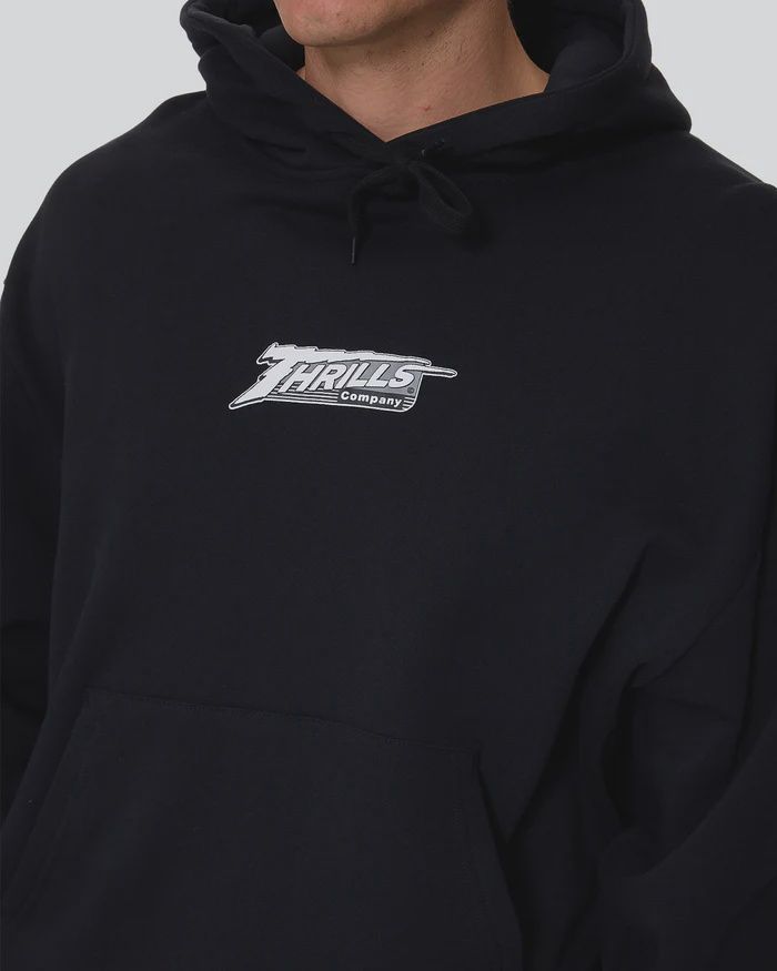 THRILLS MENS HEAVY VOLTAGE SLOUCH PULL ON CROPPED HOOD - BLACK