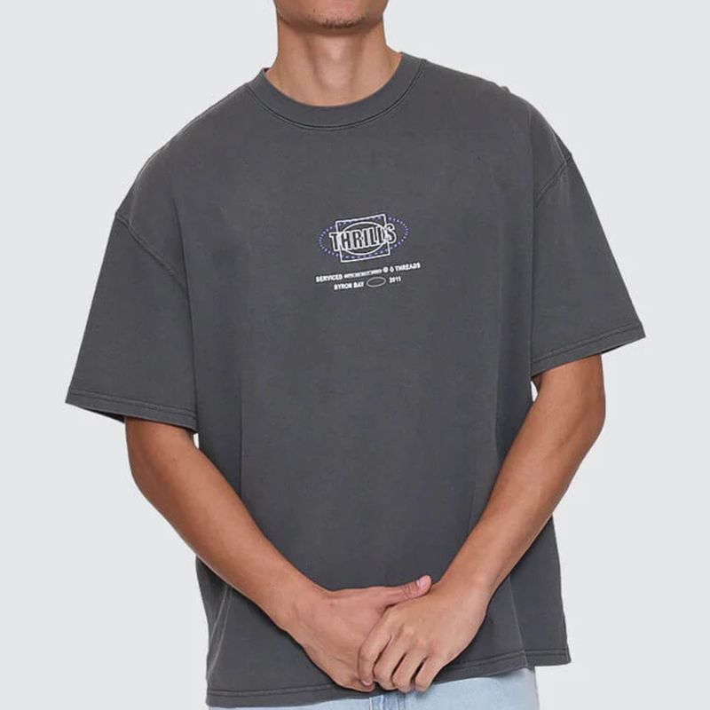 THRILLS MENS FLUID THRILLS BOX FIT OVERSIZE TEE - MERCH BLACK