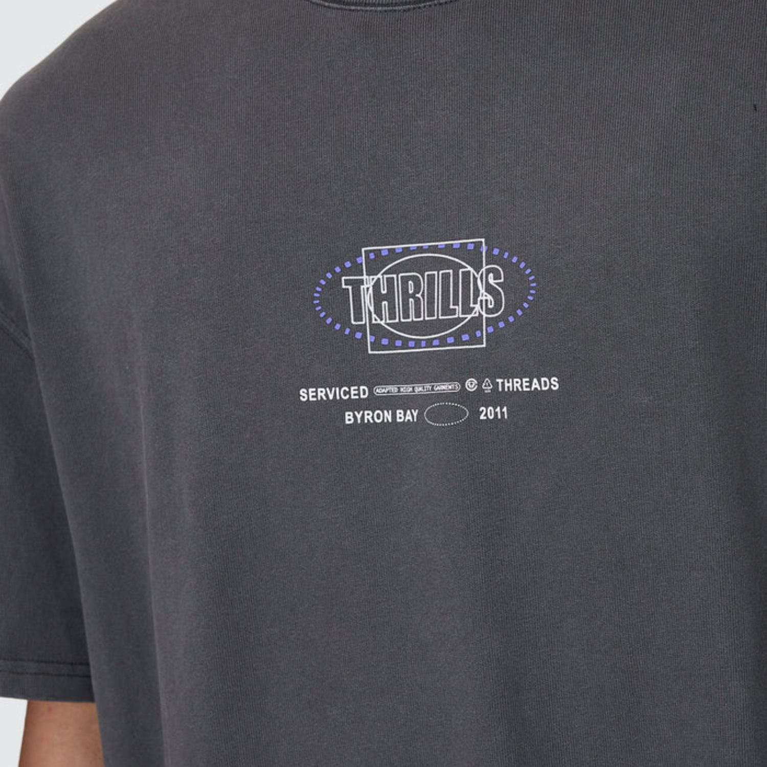 THRILLS MENS FLUID THRILLS BOX FIT OVERSIZE TEE - MERCH BLACK