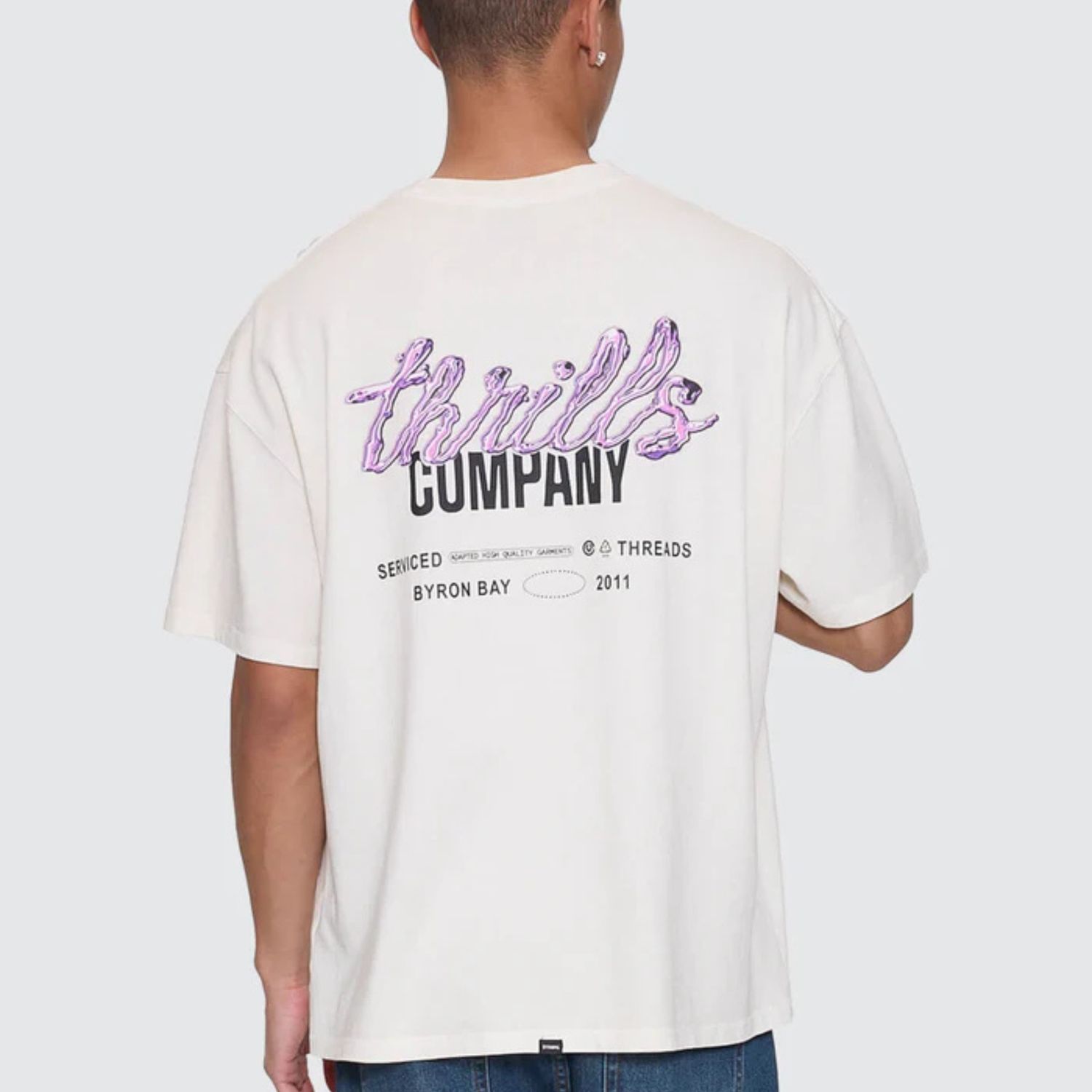 THRILLS MENS FLUID THRILLS BOX FIT OVERSIZE TEE - HERITAGE WHITE