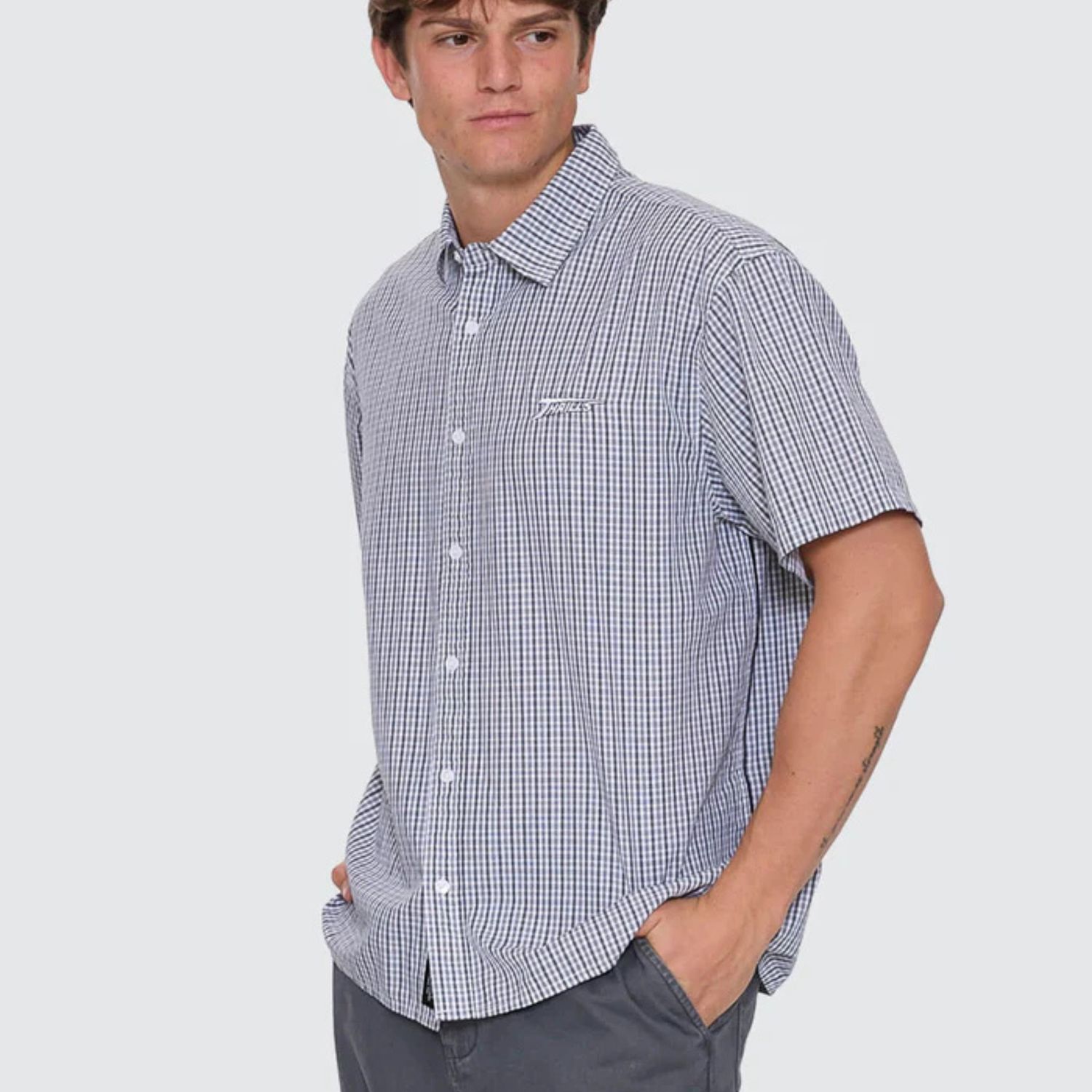 THRILLS MENS HEAVY VOLTAGE CROPPED SHORT SLEEVE SHIRT - WHITE