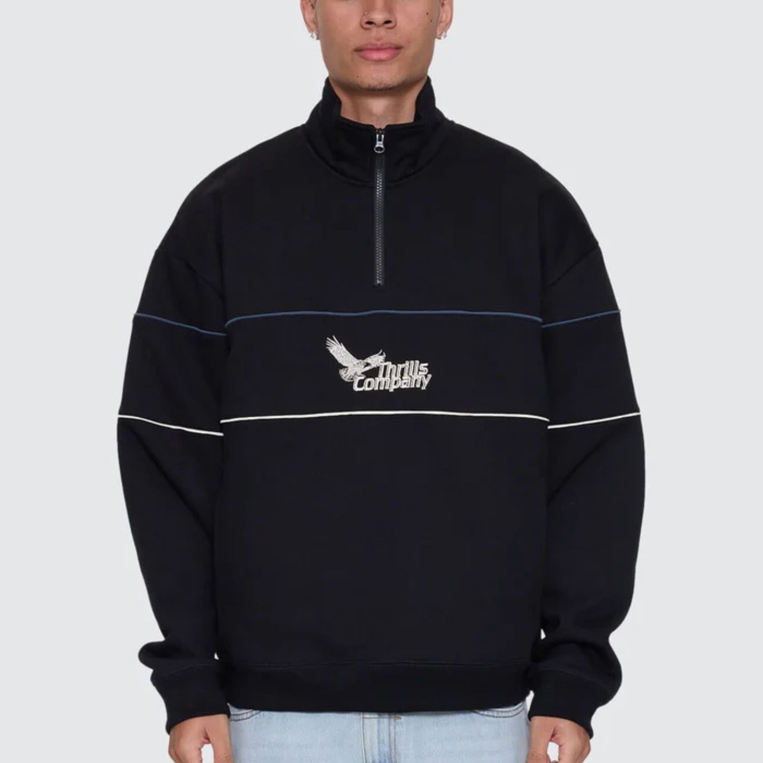 THRILLS MENS BETWEEN CHAOS &amp; CALM QUARTER ZIP FLEECE - BLACK