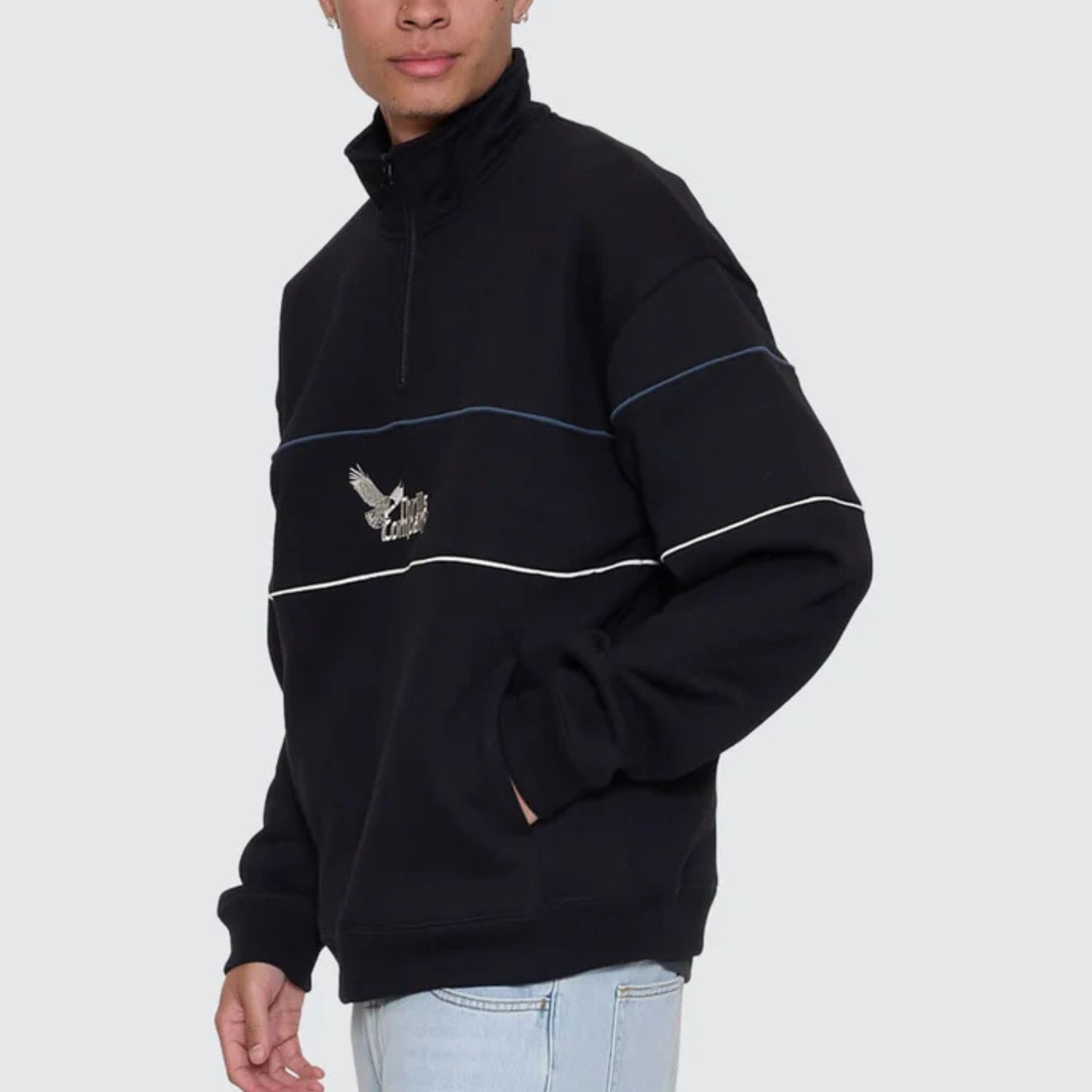 THRILLS MENS BETWEEN CHAOS &amp; CALM QUARTER ZIP FLEECE - BLACK