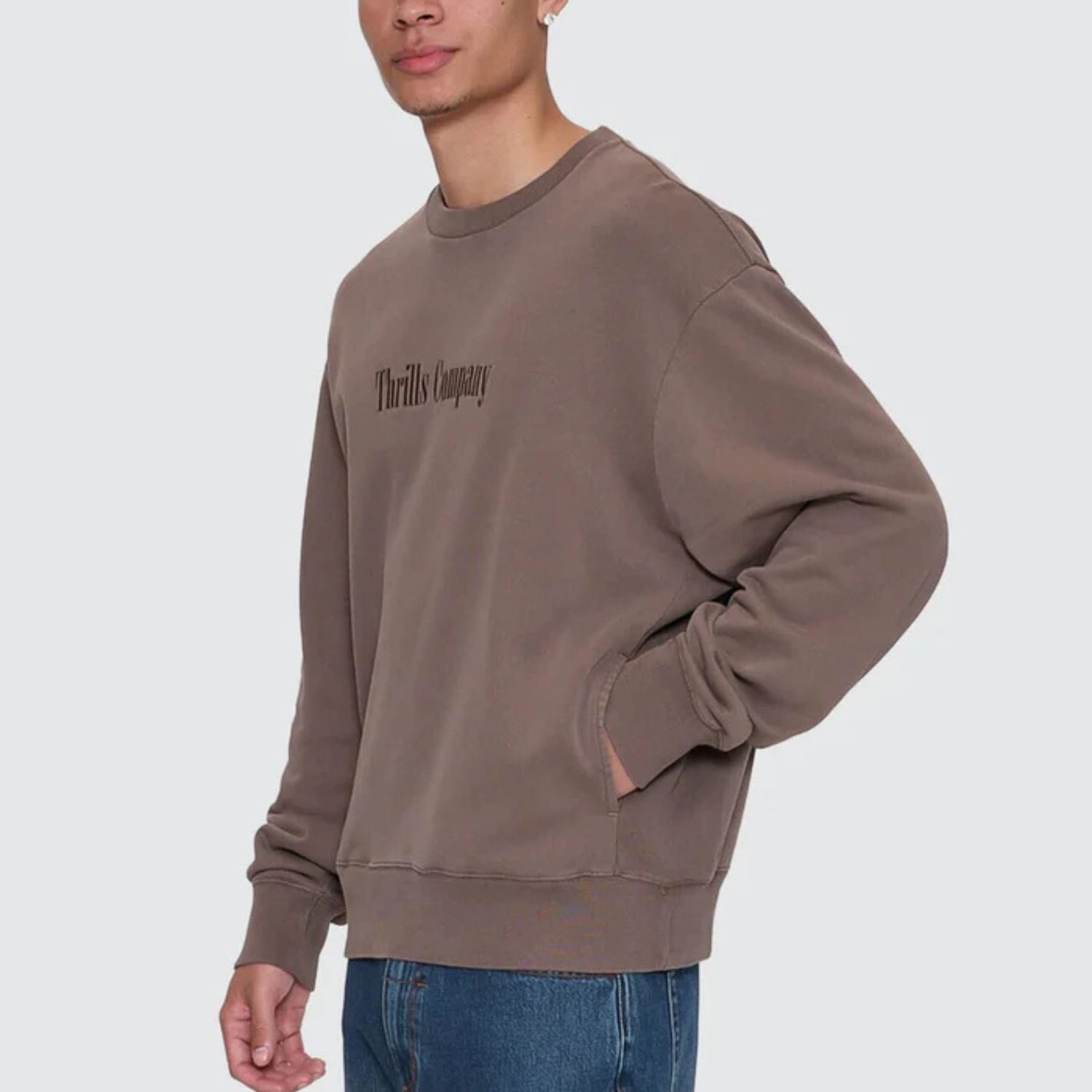 THRILLS MENS PRIMITIVE BOX FIT CROPPED CREW - FALCON