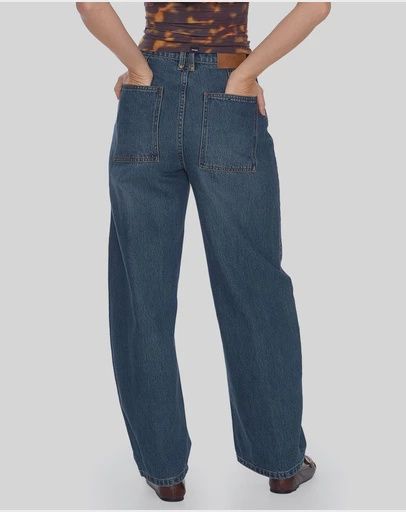 THRILLS WOMENS SLOANE HIGH RISE BARREL JEAN - TEAL BLUE