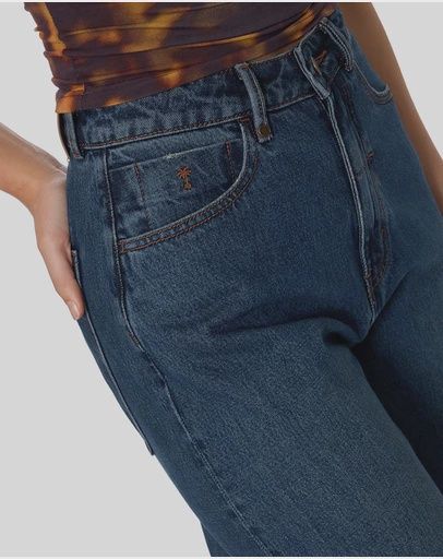 THRILLS WOMENS SLOANE HIGH RISE BARREL JEAN - TEAL BLUE