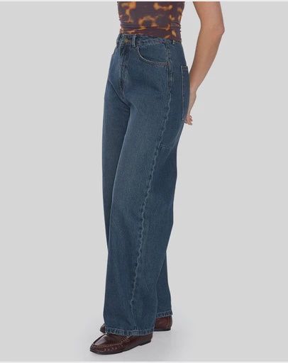 THRILLS WOMENS SLOANE HIGH RISE BARREL JEAN - TEAL BLUE