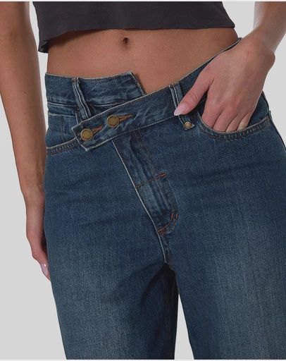 THRILLS WOMENS KAI WRAP MID RISE BAGGY JEAN - TEAL BLUE