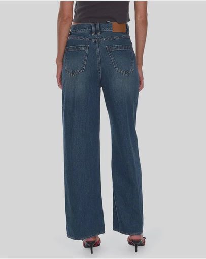 THRILLS WOMENS KAI WRAP MID RISE BAGGY JEAN - TEAL BLUE