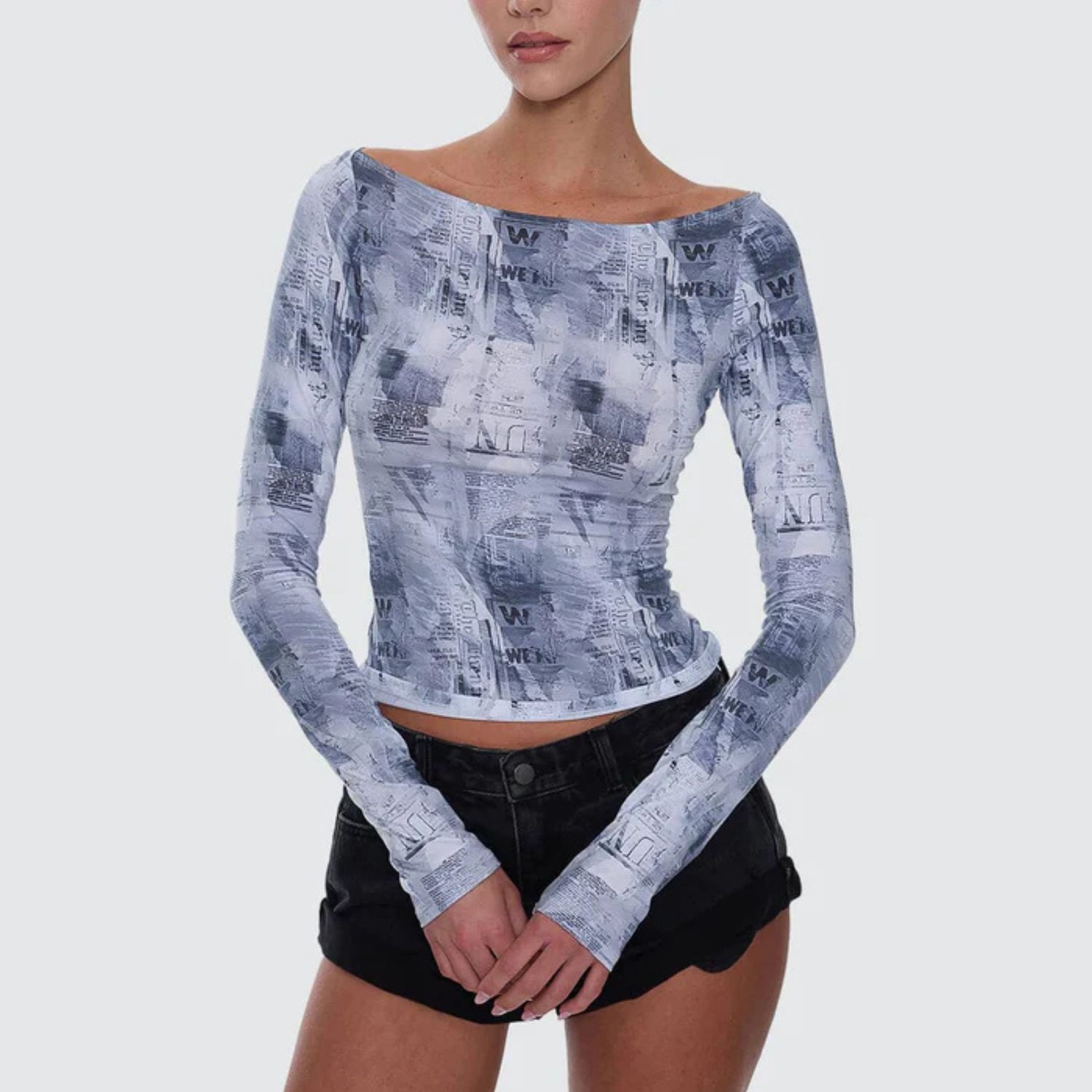 THRILLS WOMENS PAPER TRAIL LONG SLEEVE TOP - GREY MATTER