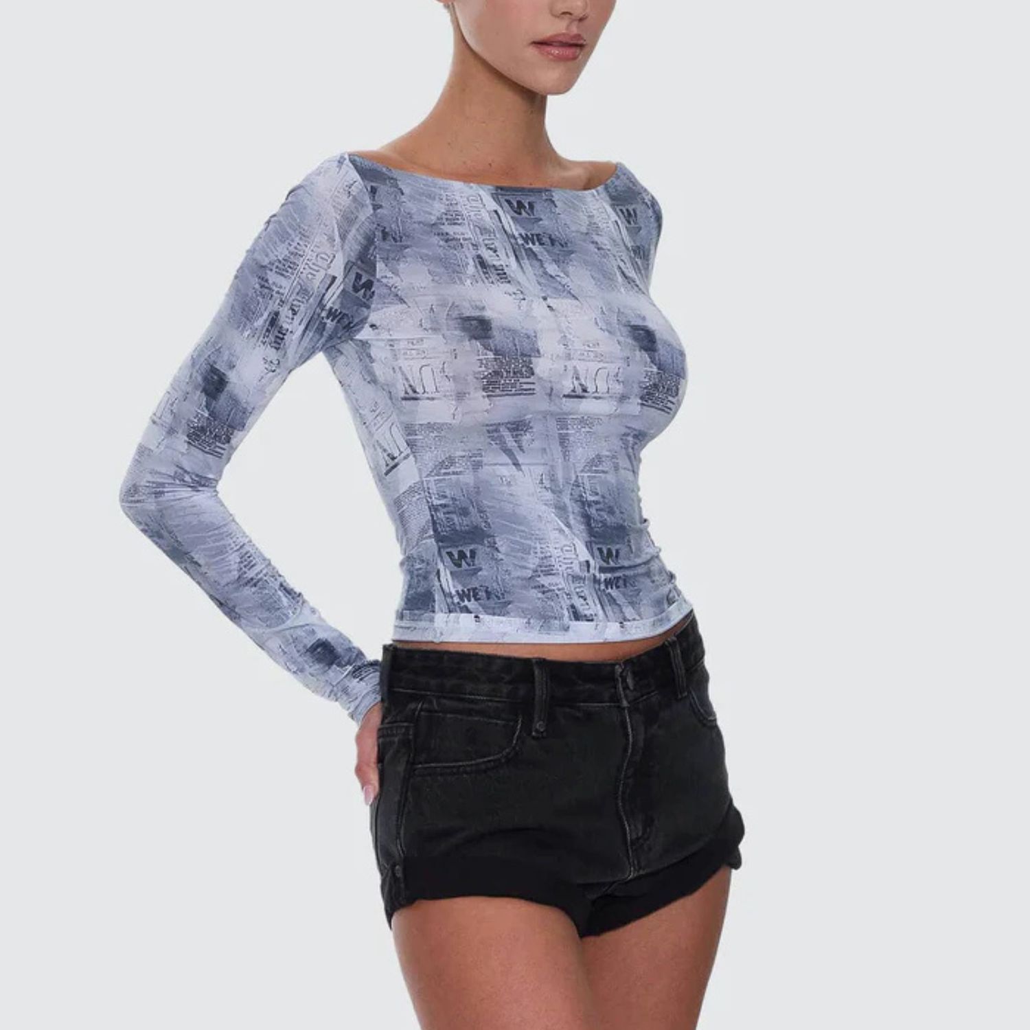 THRILLS WOMENS PAPER TRAIL LONG SLEEVE TOP - GREY MATTER