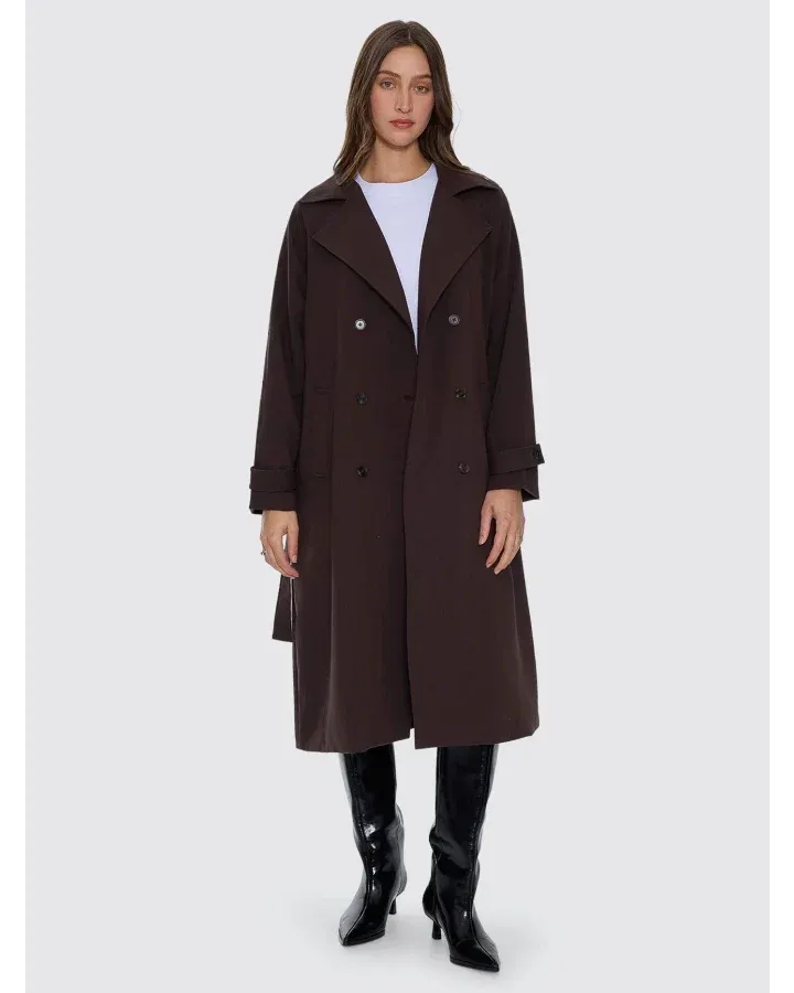 THRILLS WOMENS SHILOH TRENCH COAT - BITTER CHOCOLATE