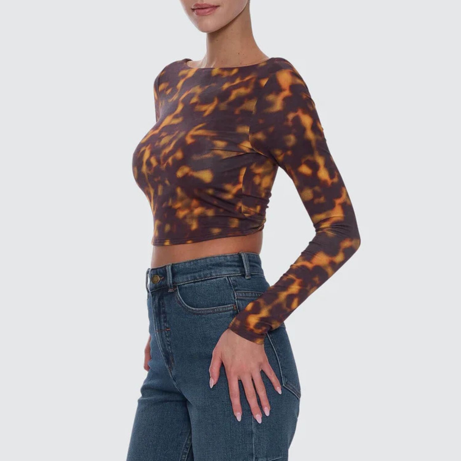 THRILLS WOMENS SMOKEFORM BACKLESS LONG SLEEVE TOP - BURNISHED GOLD