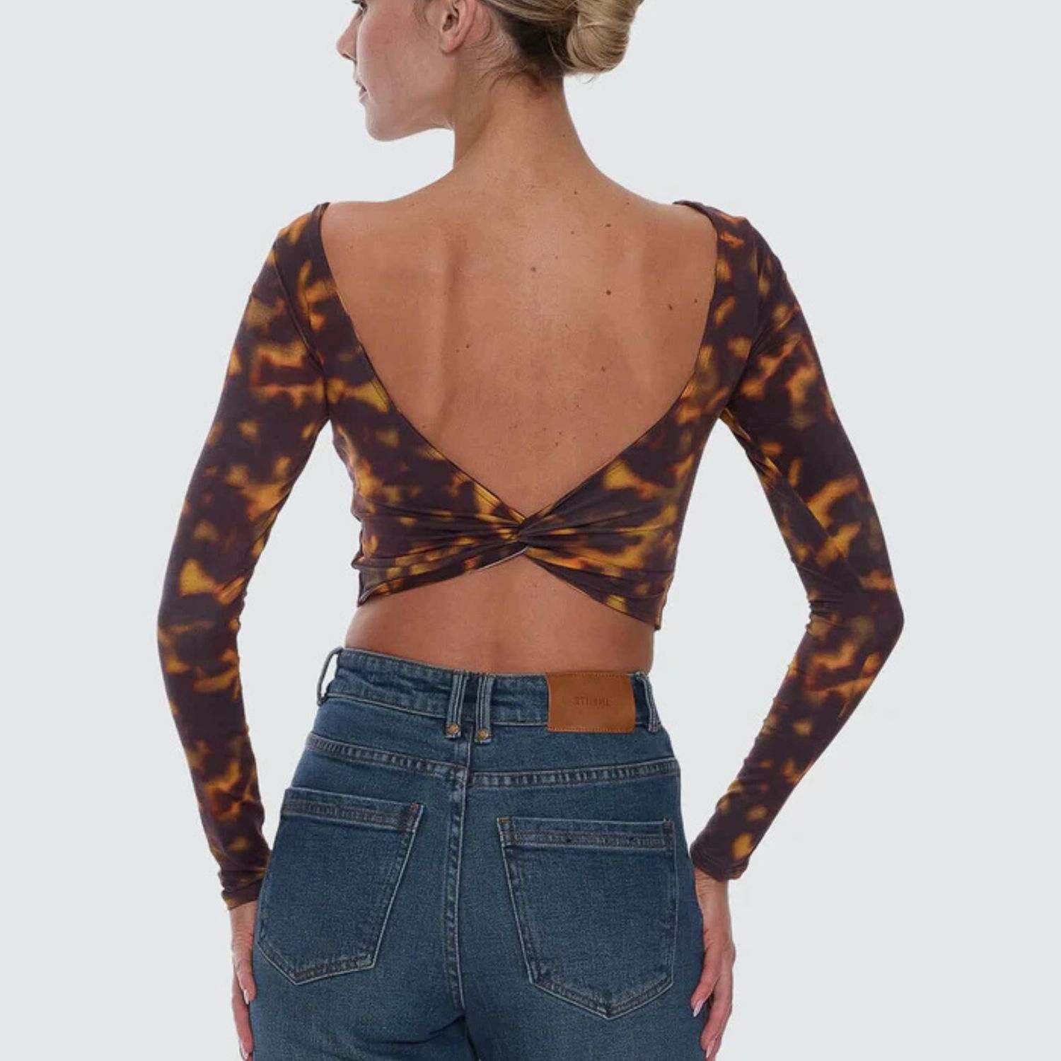 THRILLS WOMENS SMOKEFORM BACKLESS LONG SLEEVE TOP - BURNISHED GOLD