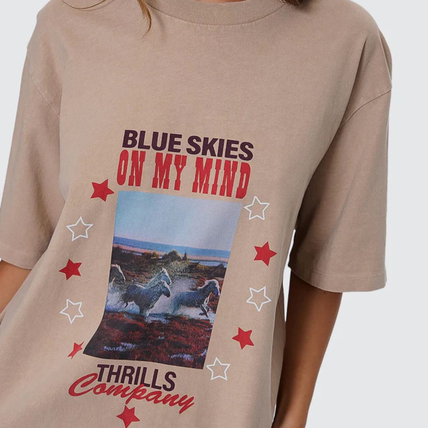THRILLS WOMENS ON MY MIND SQUARE TEE - STONE
