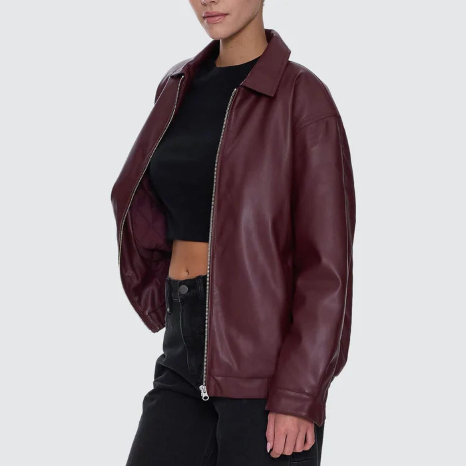THRILLS WOMENS ELKA LEATHER JACKET - NEW MAROON