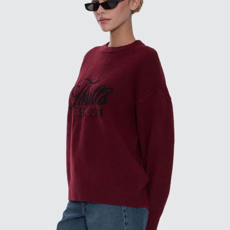 THRILLS WOMENS BLOODLINES KNIT SWEATER - NEW MAROON