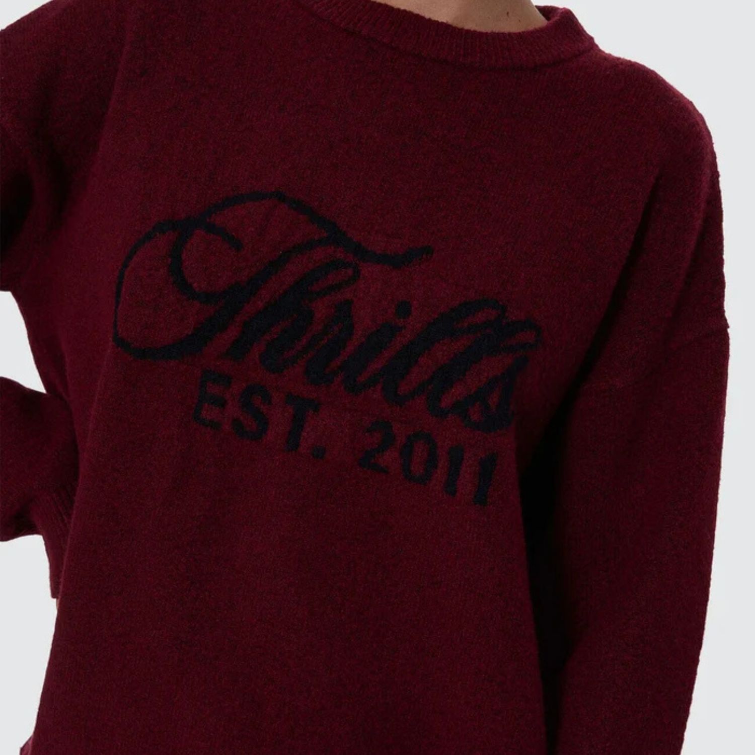 THRILLS WOMENS BLOODLINES KNIT SWEATER - NEW MAROON