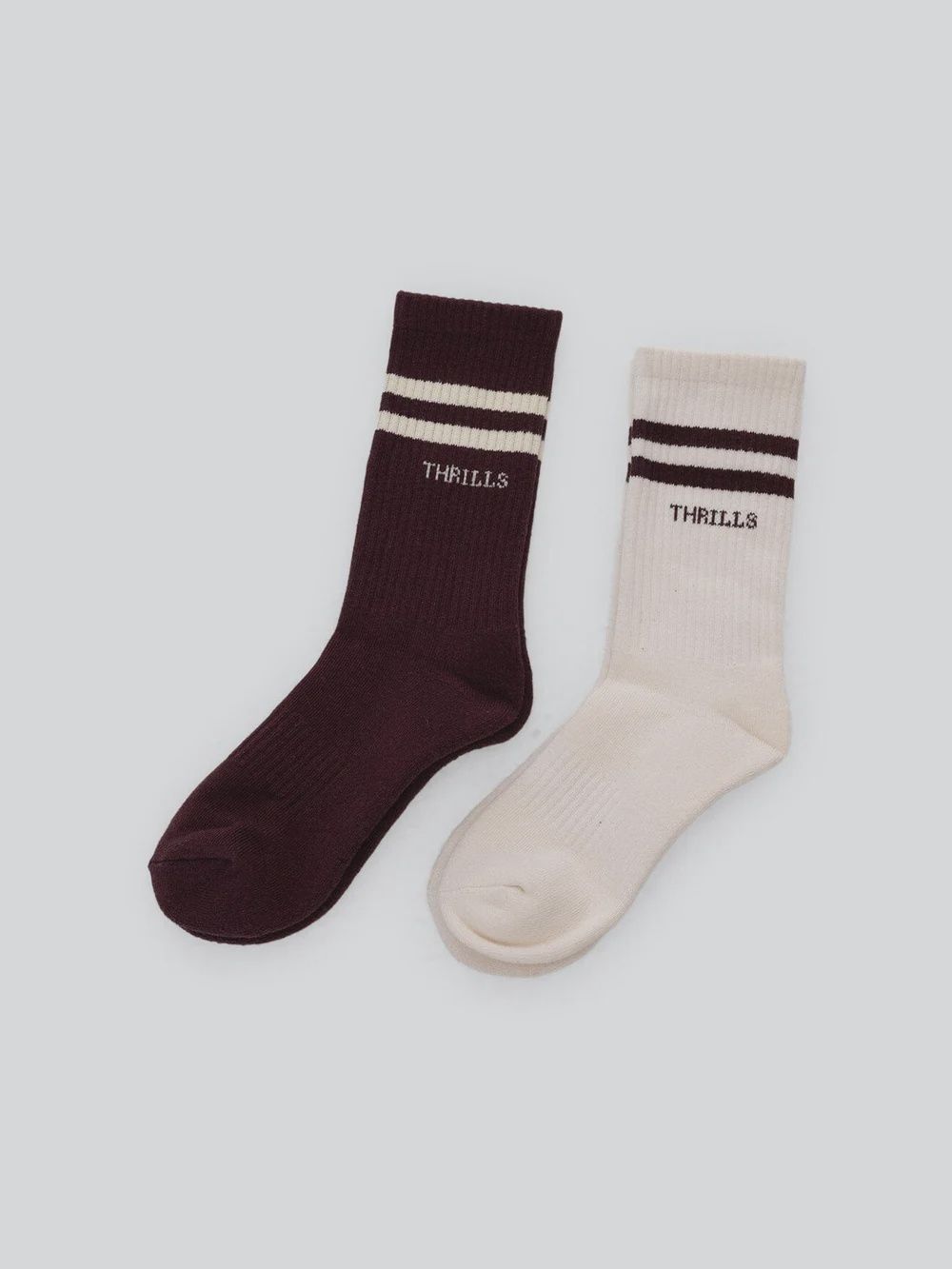 THRILLS WOMENS 6 BREAK POINT 2 PACK SOCK - HERITAGE WHITE - BITTER CHOCOLATE