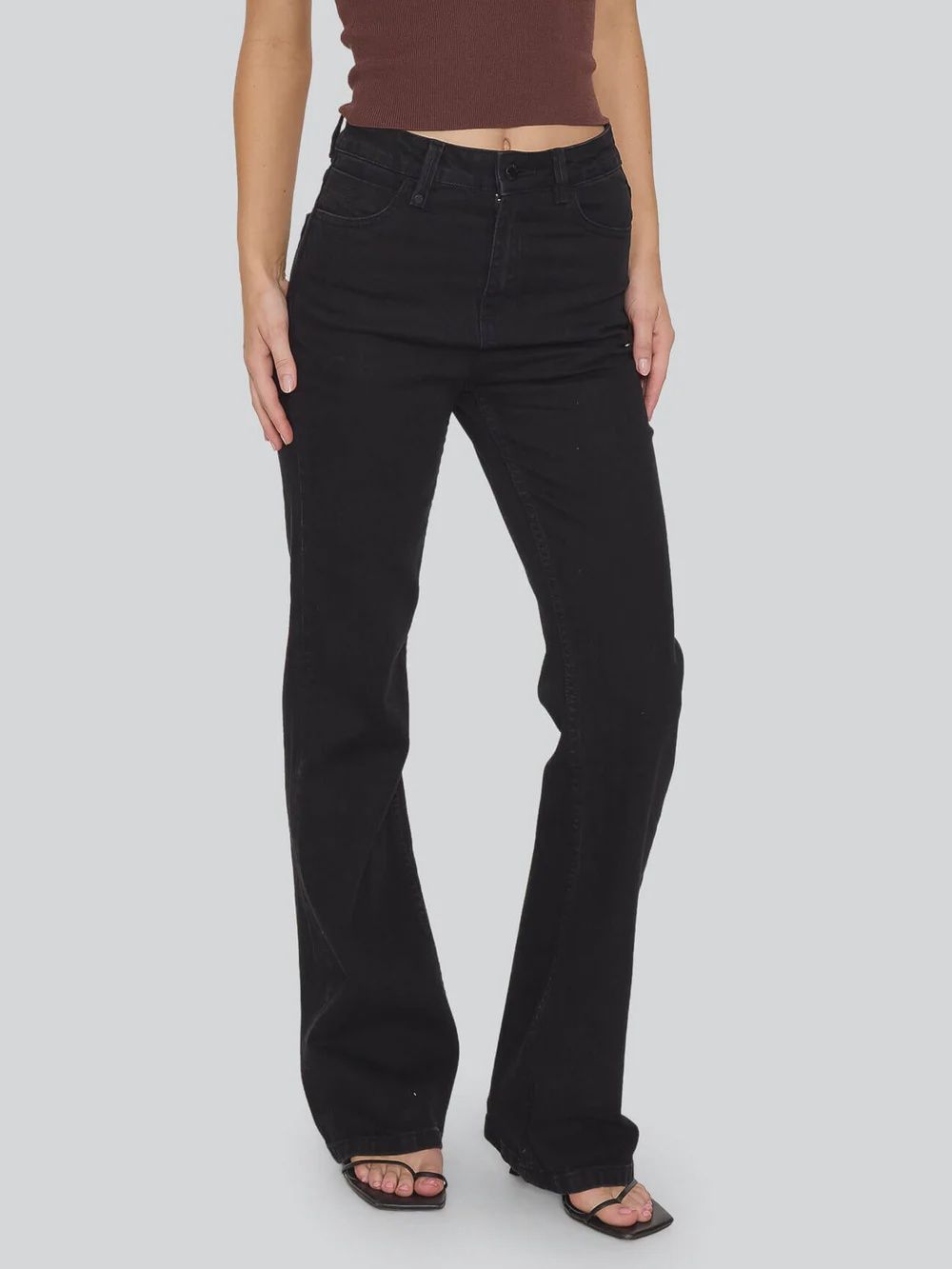 THRILLS WOMENS ALICIA HIGH RISE STRETCH BOOTCUT JEAN - VINYL BLACK