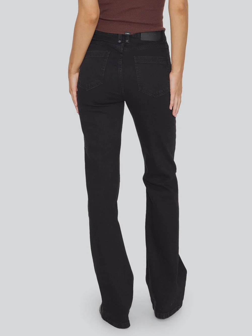 THRILLS WOMENS ALICIA HIGH RISE STRETCH BOOTCUT JEAN - VINYL BLACK
