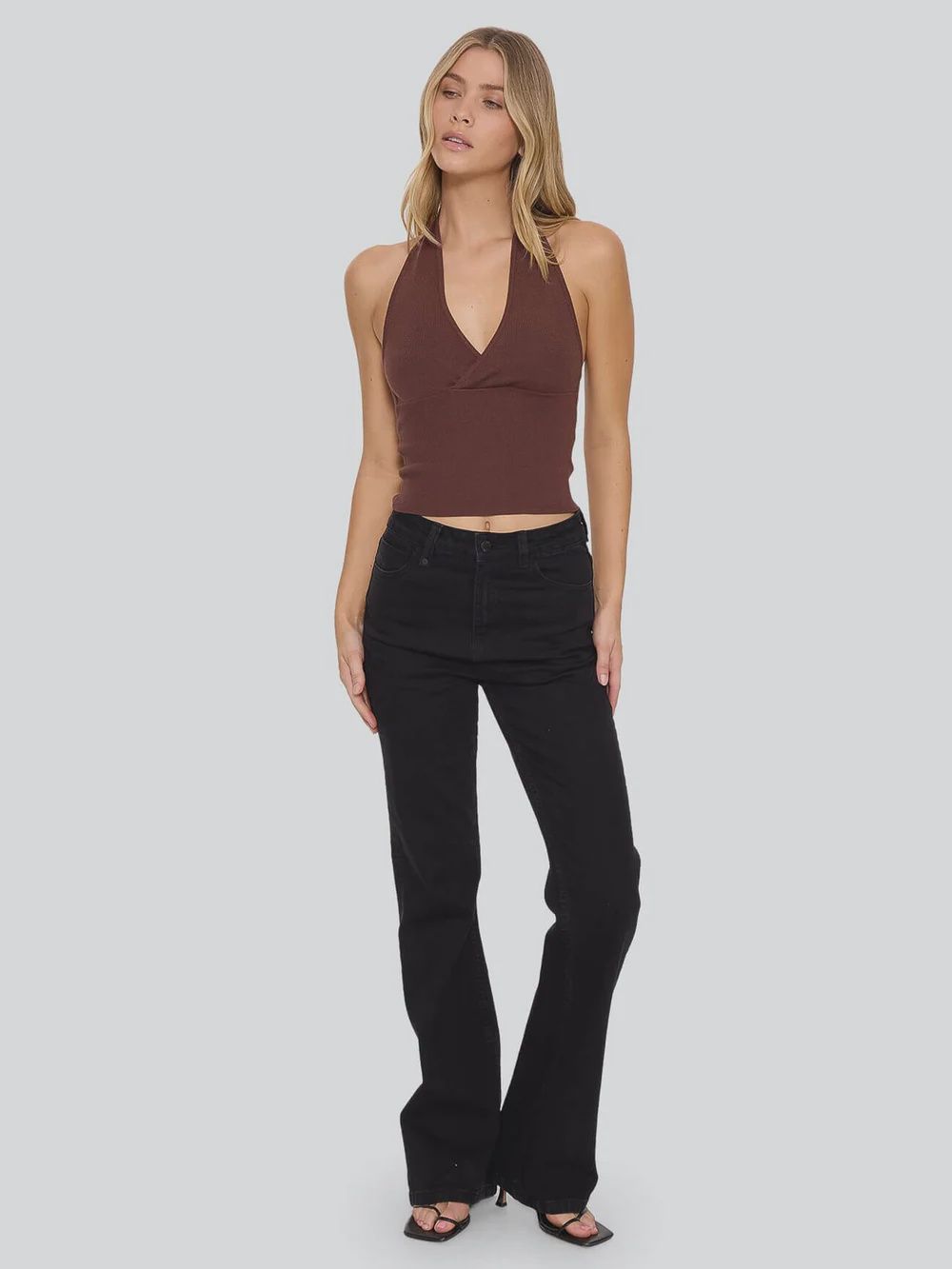THRILLS WOMENS ALICIA HIGH RISE STRETCH BOOTCUT JEAN - VINYL BLACK
