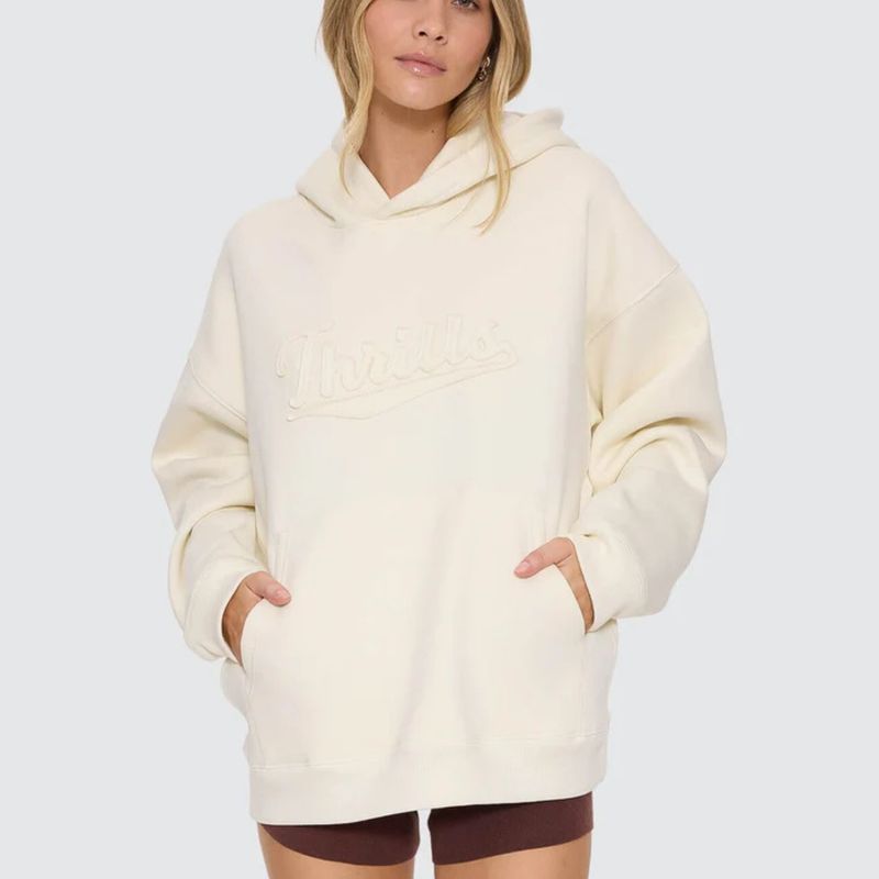 THRILLS WOMENS PLAYMAKER COCOON PANEL HOOD - BUTTER CREAM