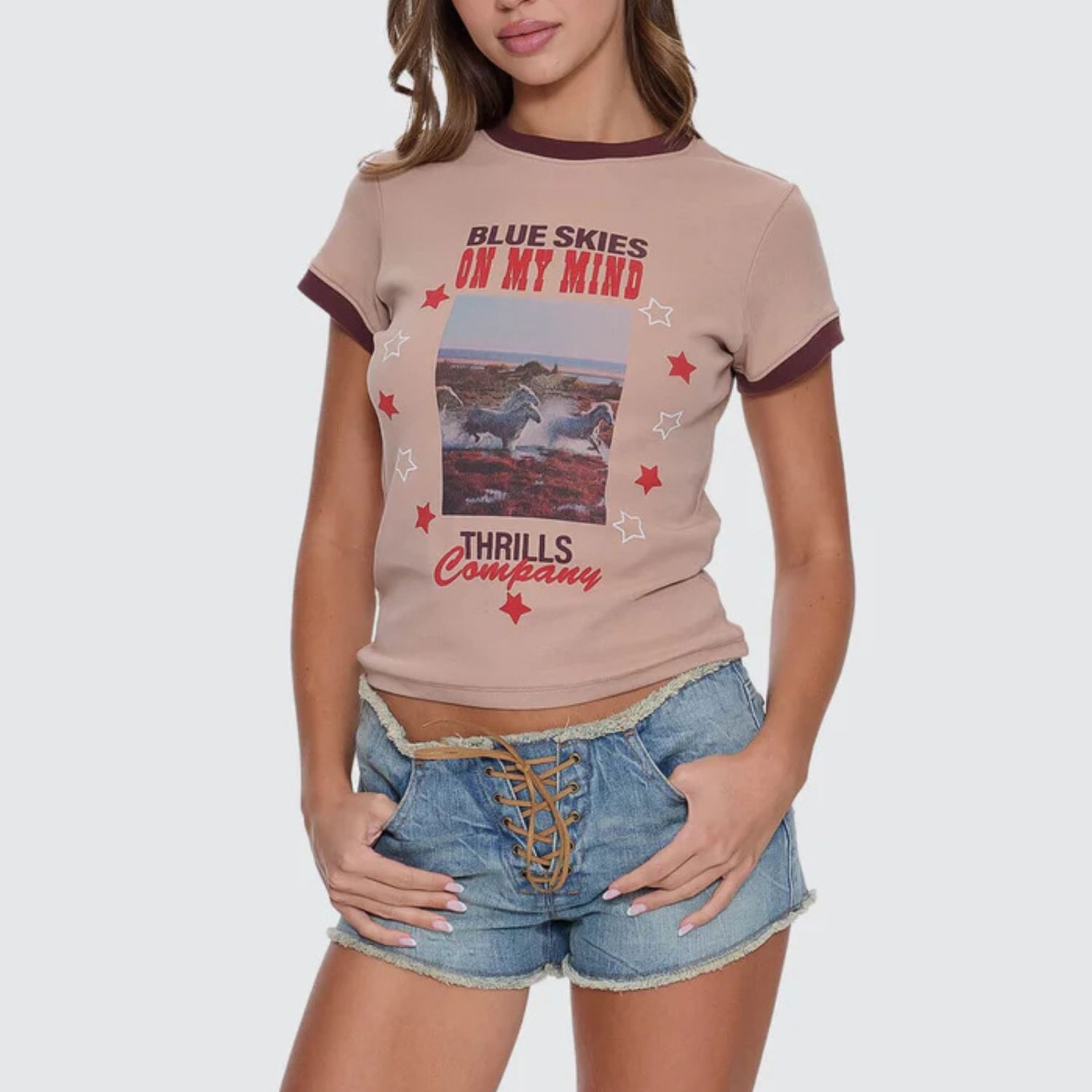 THRILLS WOMENS ON MY MIND CLUB TEE - STONE