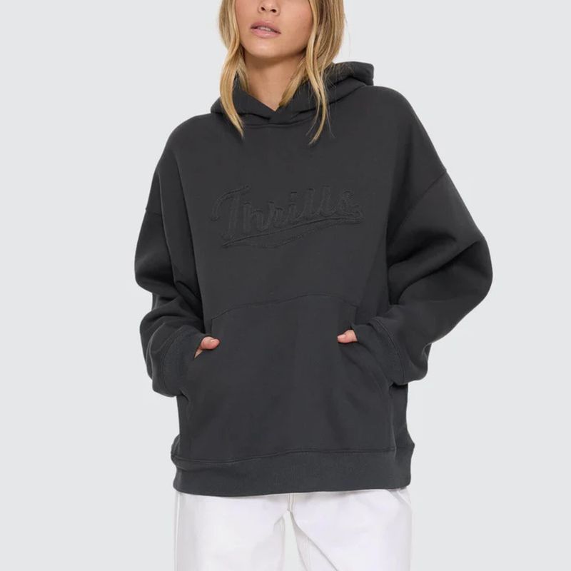 THRILLS WOMENS PLAYMAKER COCOON PANEL HOOD - CARBON