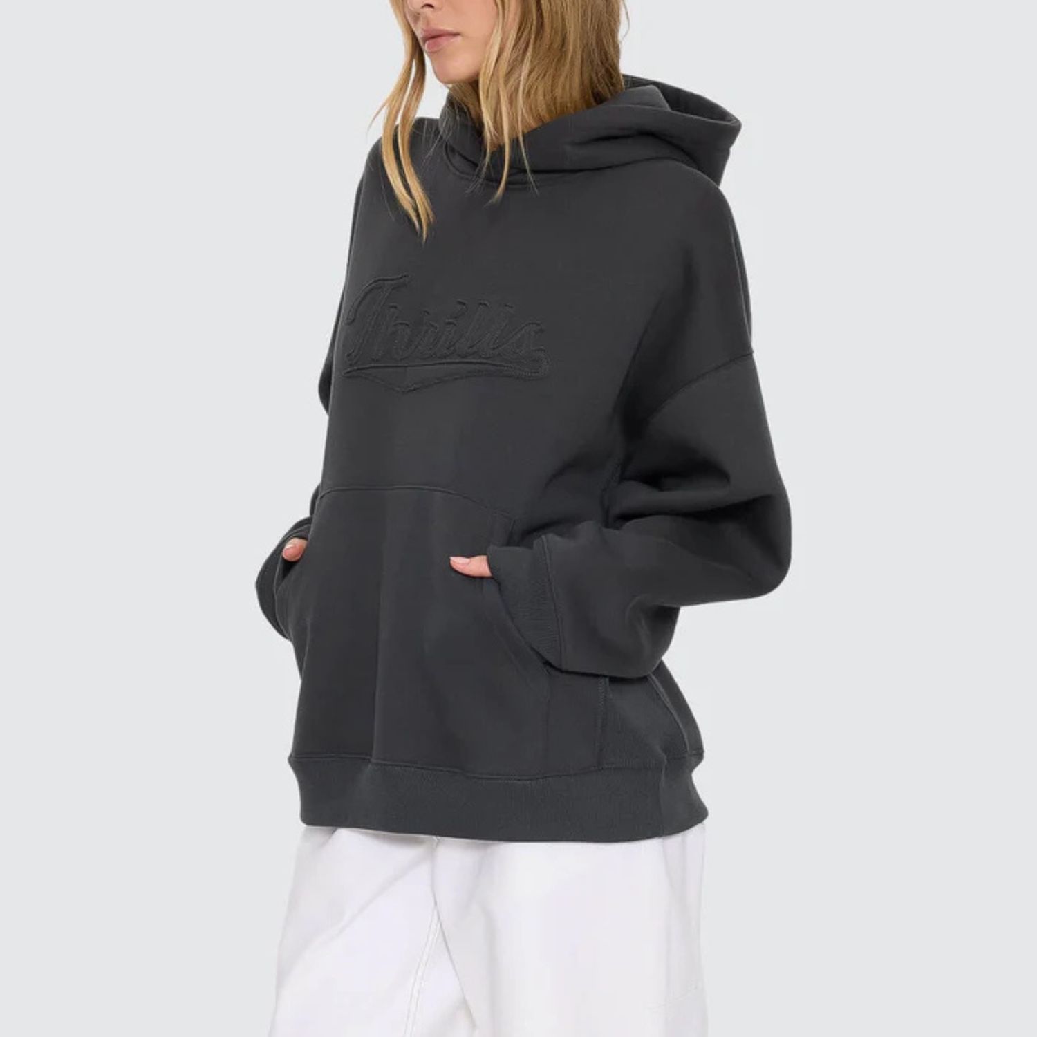 THRILLS WOMENS PLAYMAKER COCOON PANEL HOOD - CARBON