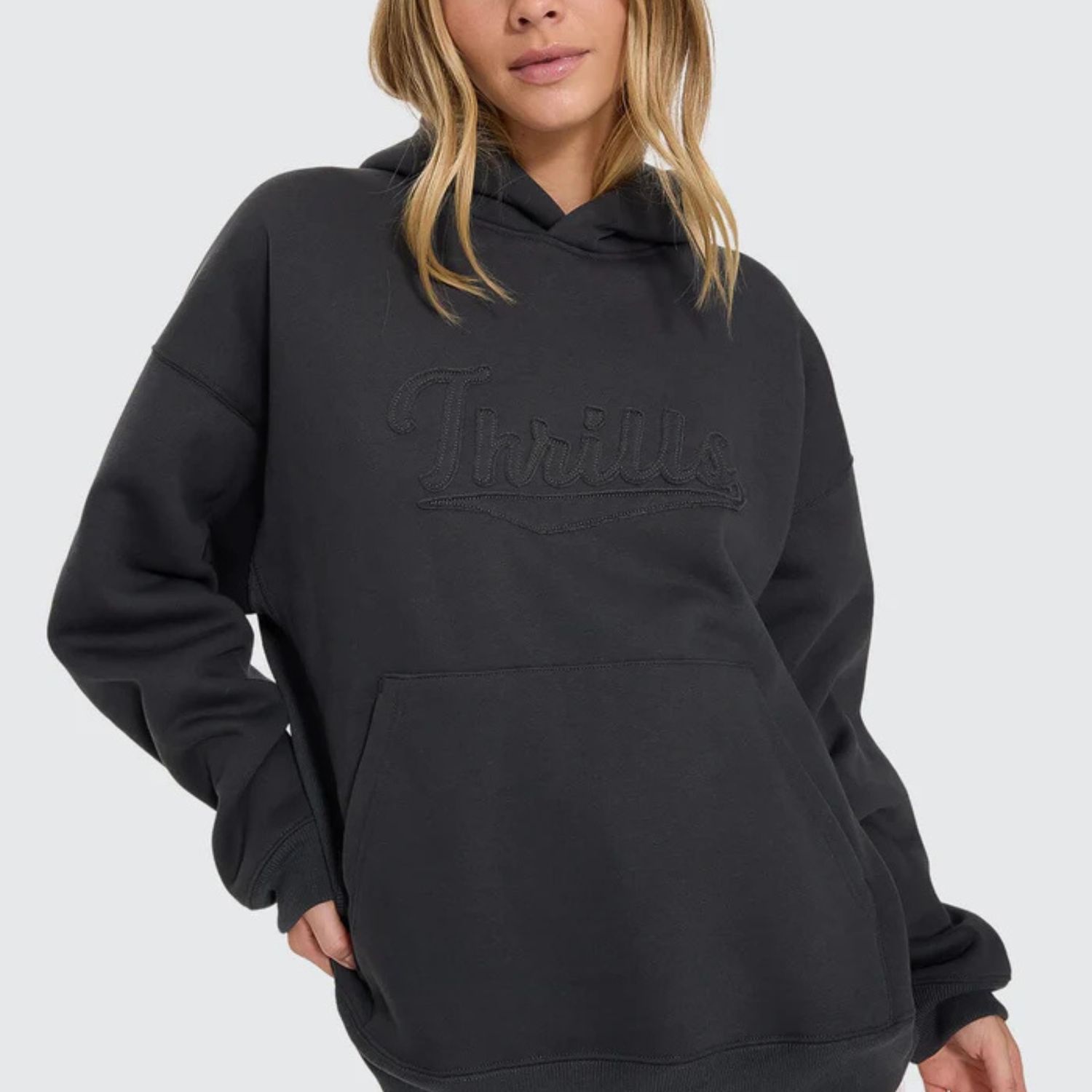 THRILLS WOMENS PLAYMAKER COCOON PANEL HOOD - CARBON
