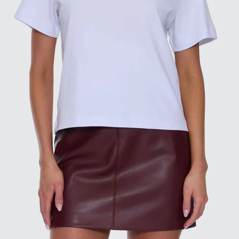 THRILLS WOMENS ETHAN LEATHER MINI SKIRT - NEW MAROON