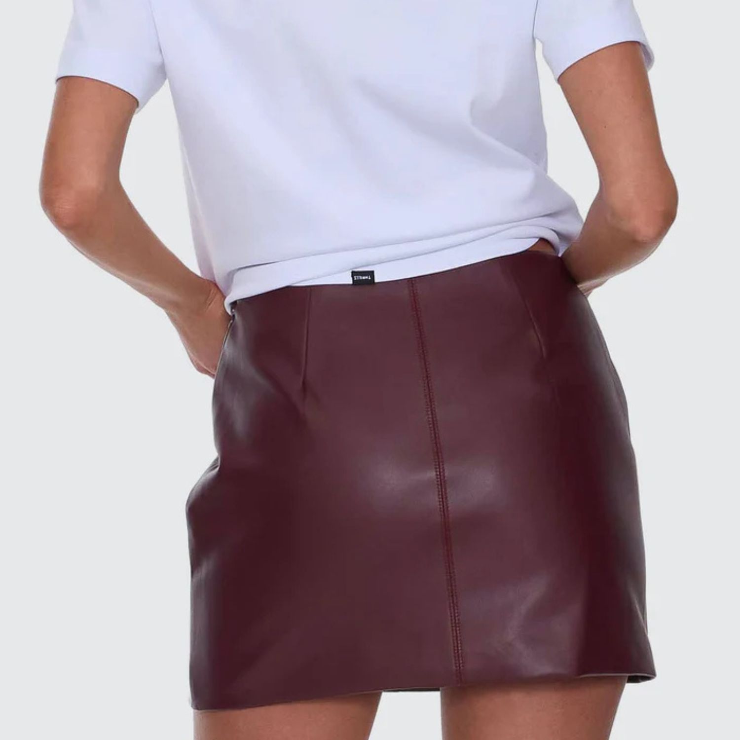 THRILLS WOMENS ETHAN LEATHER MINI SKIRT - NEW MAROON